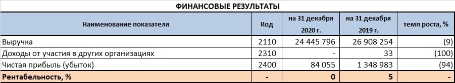 Финансовые результаты  ПАО "Ашинский МетЗавод"  за 2020 год