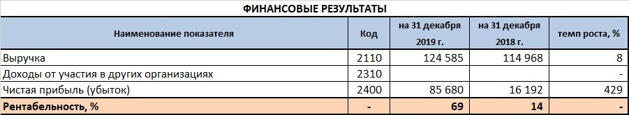 Финансовые результаты ООО "ПЮДМ" за 2019 год