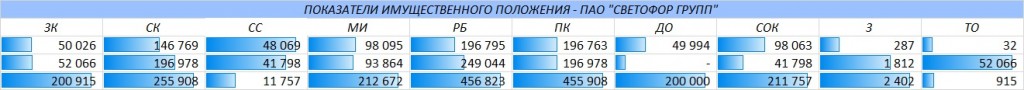 рис.2 Показатели имущественного положения ПАО «Светофор Групп»